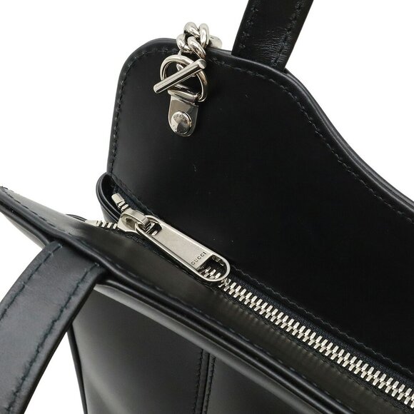 GUCCI Black Leather Shoulder Bag - Picture 7 of 10